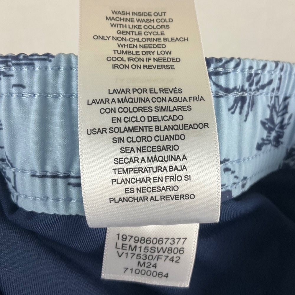 Lands End Mens XL Swim Trunks Blue Island Palm Tree‎ Sailboat UPF 50 NWT M24 - Picture 5 of 11